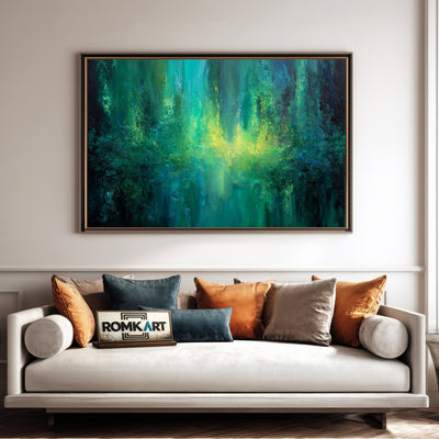 Abstract Expressionist Emerald Green Oil Painting - image 4