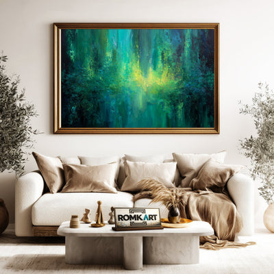 Abstract Expressionist Emerald Green Oil Painting - image 5