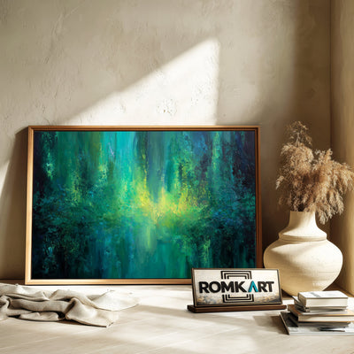 Abstract Expressionist Emerald Green Oil Painting - image 6