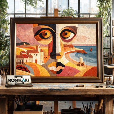 Abstract Face Coastal Oil Painting - image 2