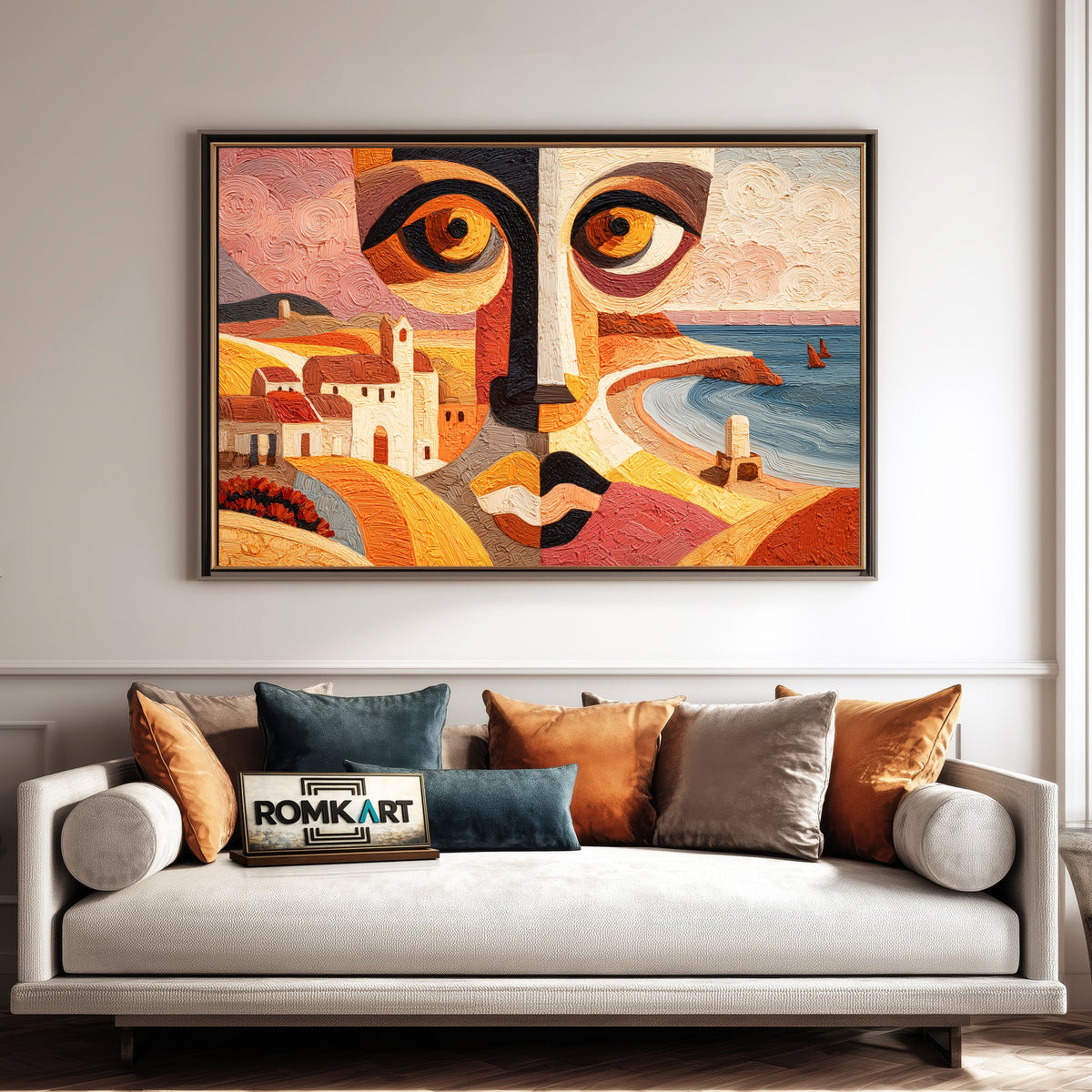 Abstract Face Coastal Oil Painting - image 4