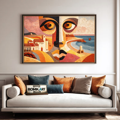 Abstract Face Coastal Oil Painting - image 4