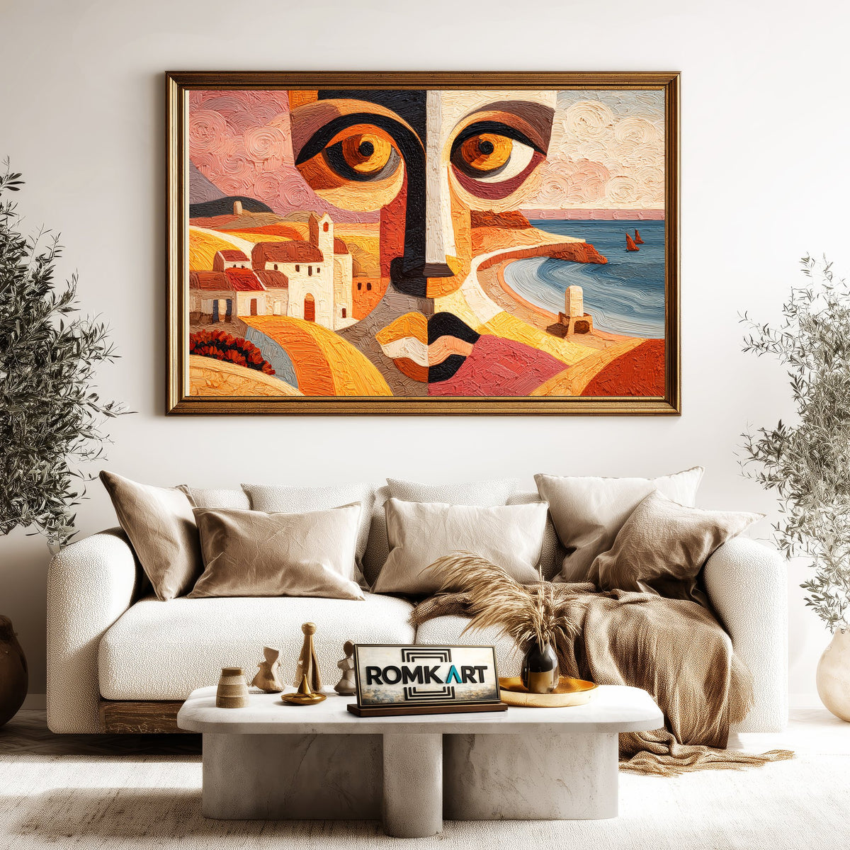 Abstract Face Coastal Oil Painting - image 5