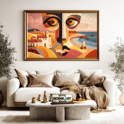 Abstract Face Coastal Oil Painting - image 5
