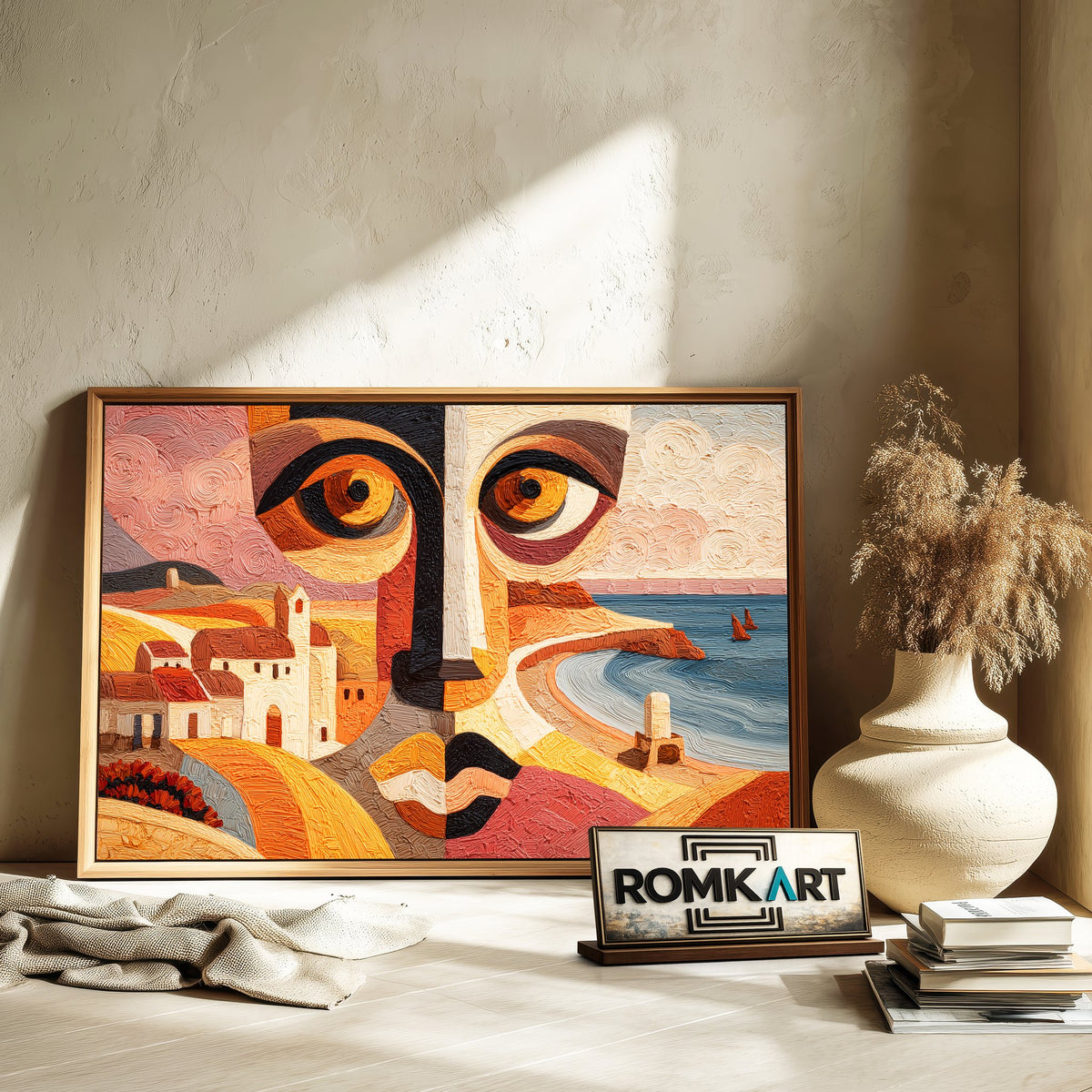 Abstract Face Coastal Oil Painting - image 6