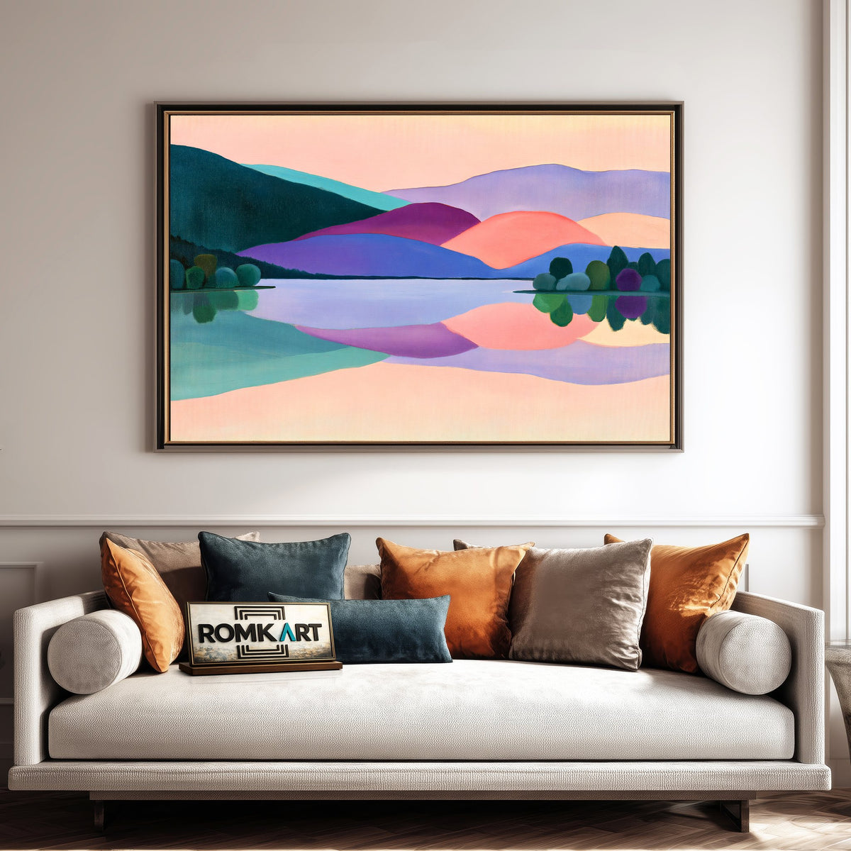 Abstracted Lake At Dawn Oil Painting - image 4