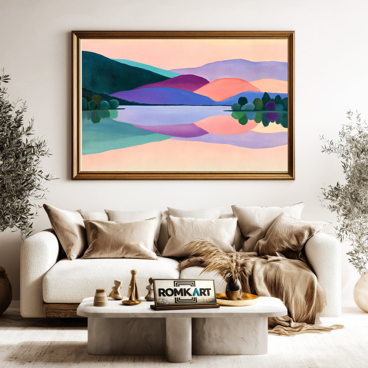 Abstracted Lake At Dawn Oil Painting - image 5