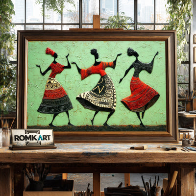 African Dancing Oil Painting - image 2