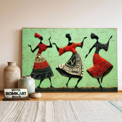 African Dancing Oil Painting - image 3