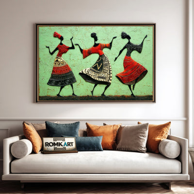 African Dancing Oil Painting - image 4