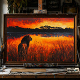 African Lion hand-painted oil painting on canvas