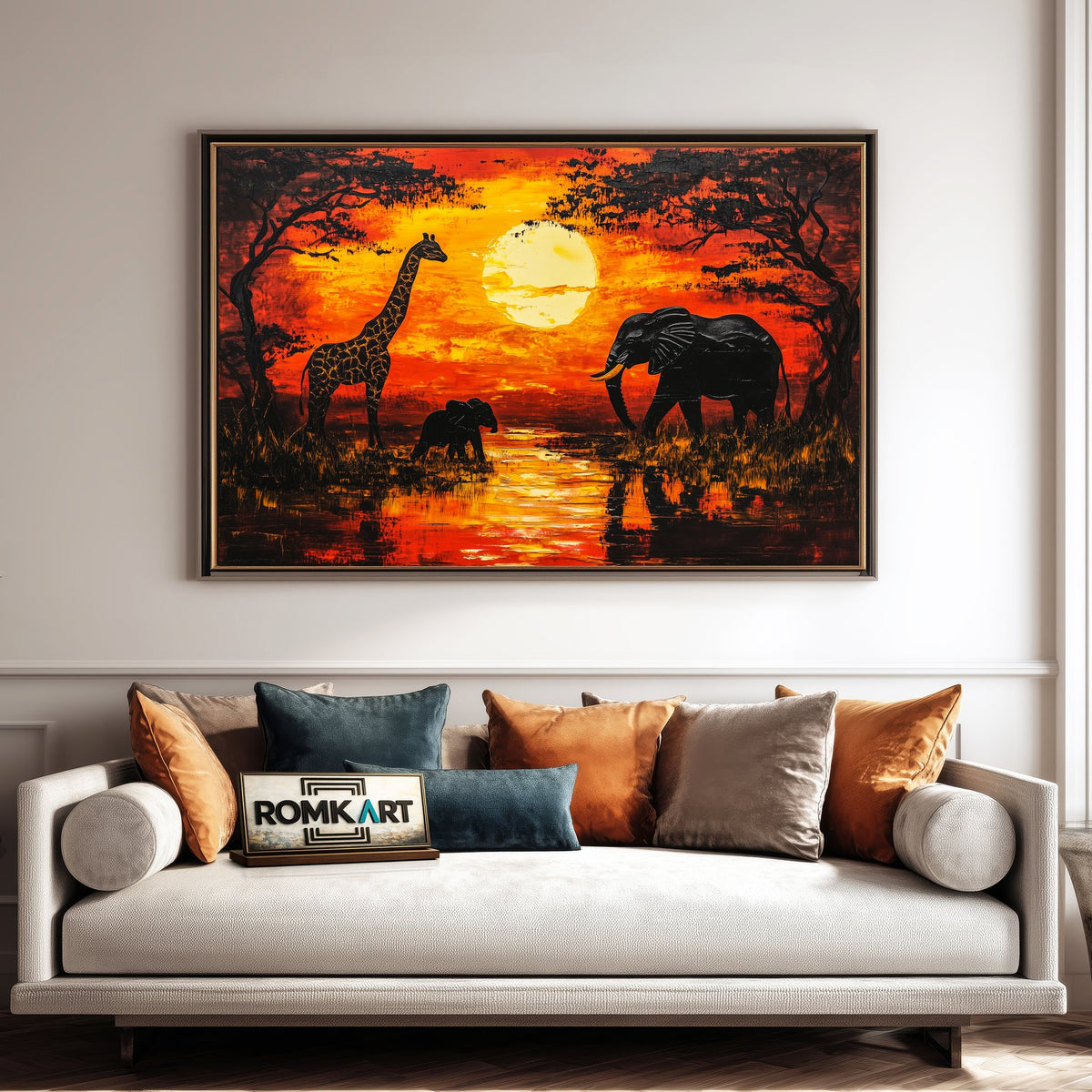 African Savanna at Sunset Landscape Oil Painting - image 4