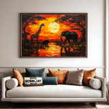 African Savanna at Sunset Landscape Oil Painting - image 4