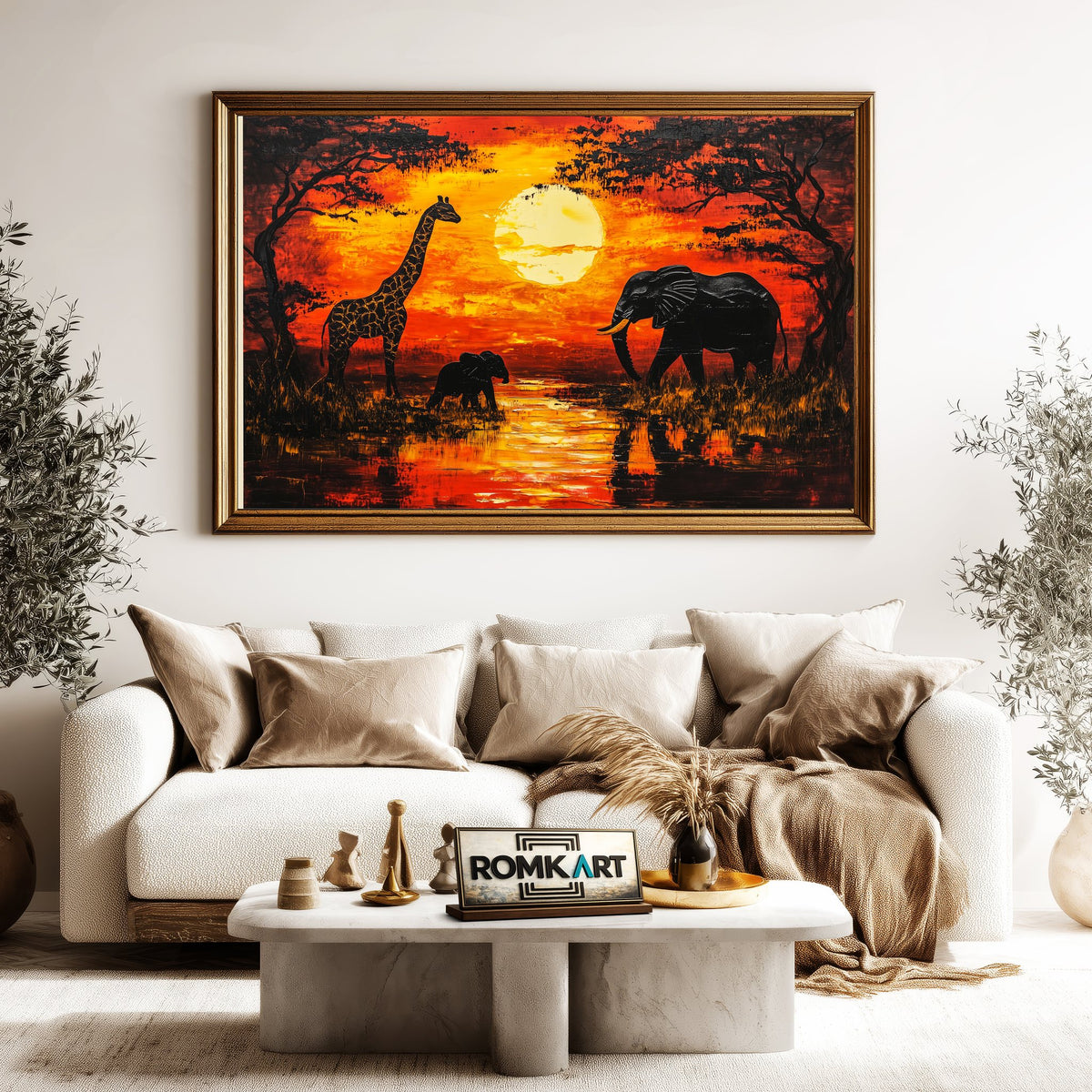 African Savanna at Sunset Landscape Oil Painting - image 5