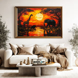African Savanna at Sunset Landscape Oil Painting - image 5