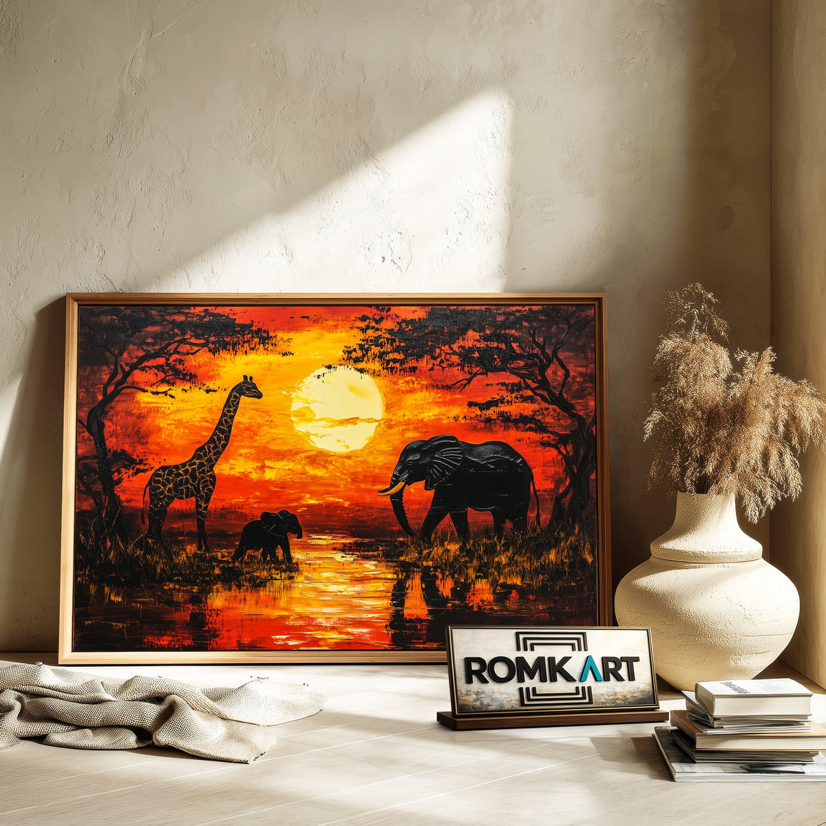 African Savanna at Sunset Landscape Oil Painting - image 6