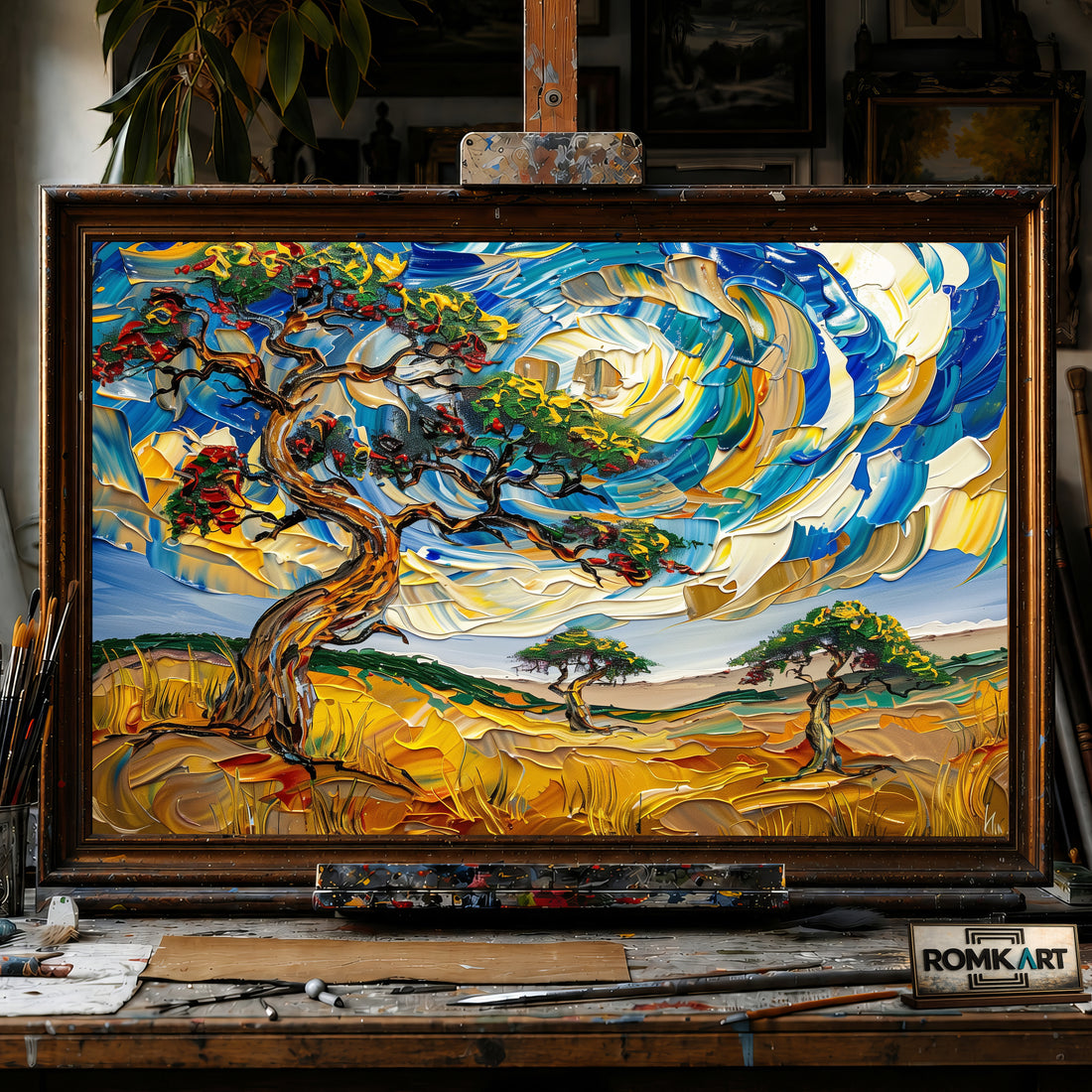 African Savanna Swirls Painting hand-painted oil painting on canvas