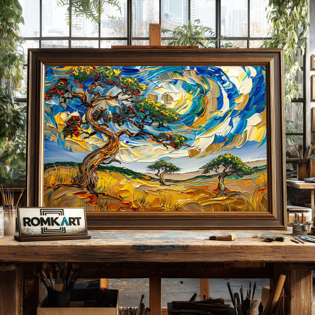 African Savanna Swirls Painting hand-painted oil painting on canvas