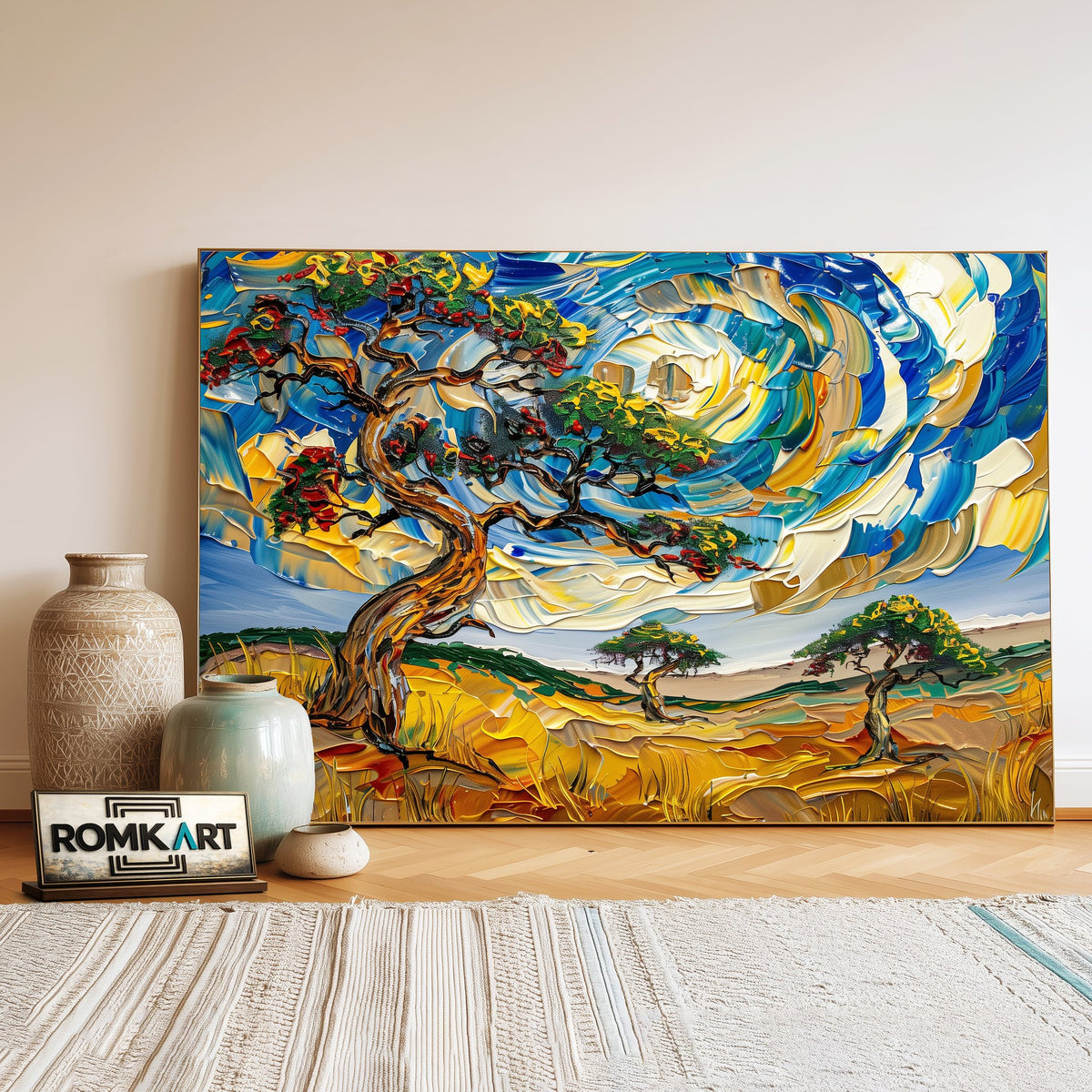 African Savanna Swirls Painting Landscape Oil Painting - image 3