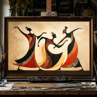 African Tribal - Hand-Painted Oil Painting - View 1