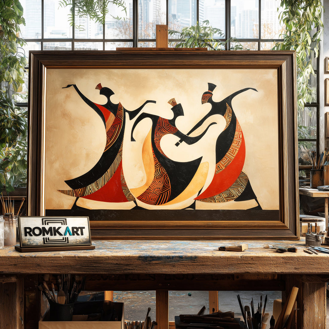 African Tribal - Hand-Painted Oil Painting - View 1