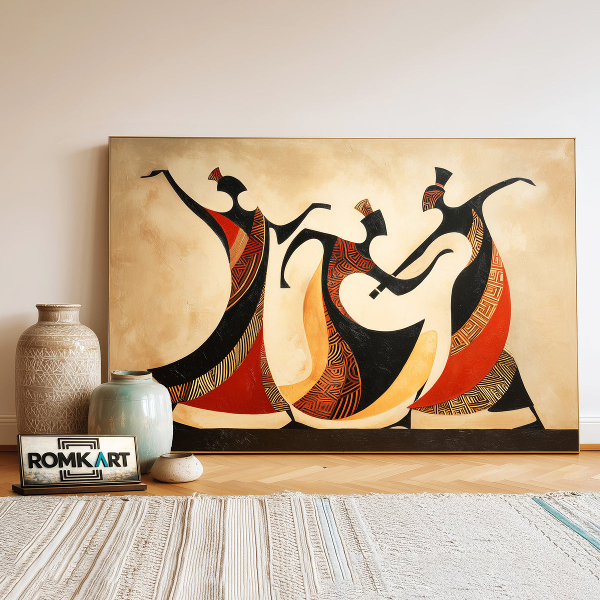 African Tribal Oil Painting - image 3