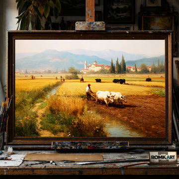 Agricultural Italian Countryside hand-painted oil painting on canvas