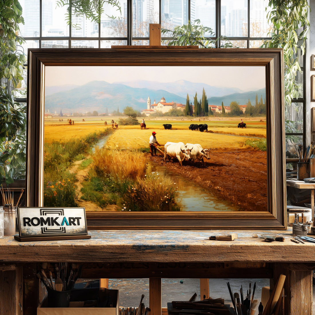 Agricultural Italian Countryside hand-painted oil painting on canvas