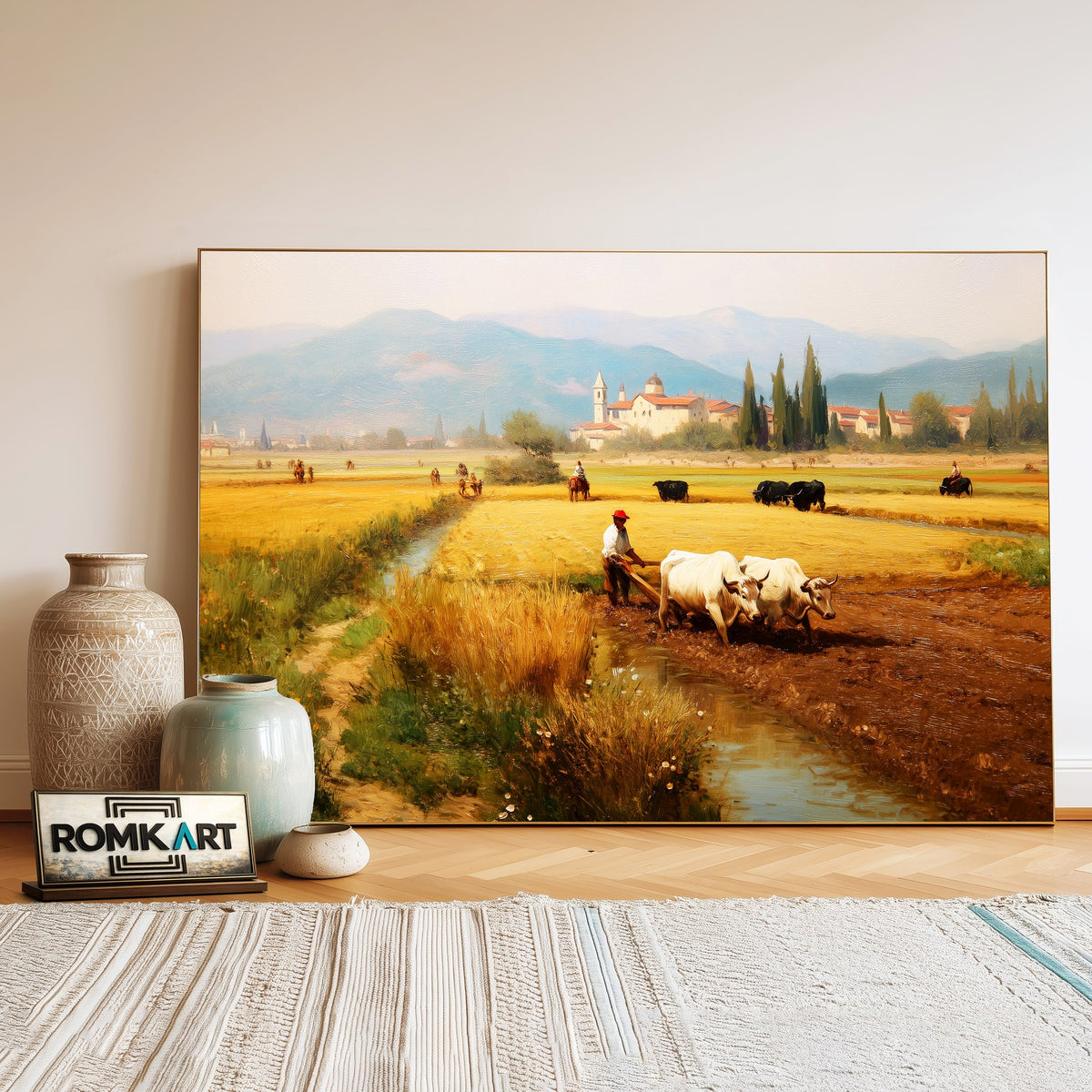 Agricultural Italian Countryside Oil Painting - image 3