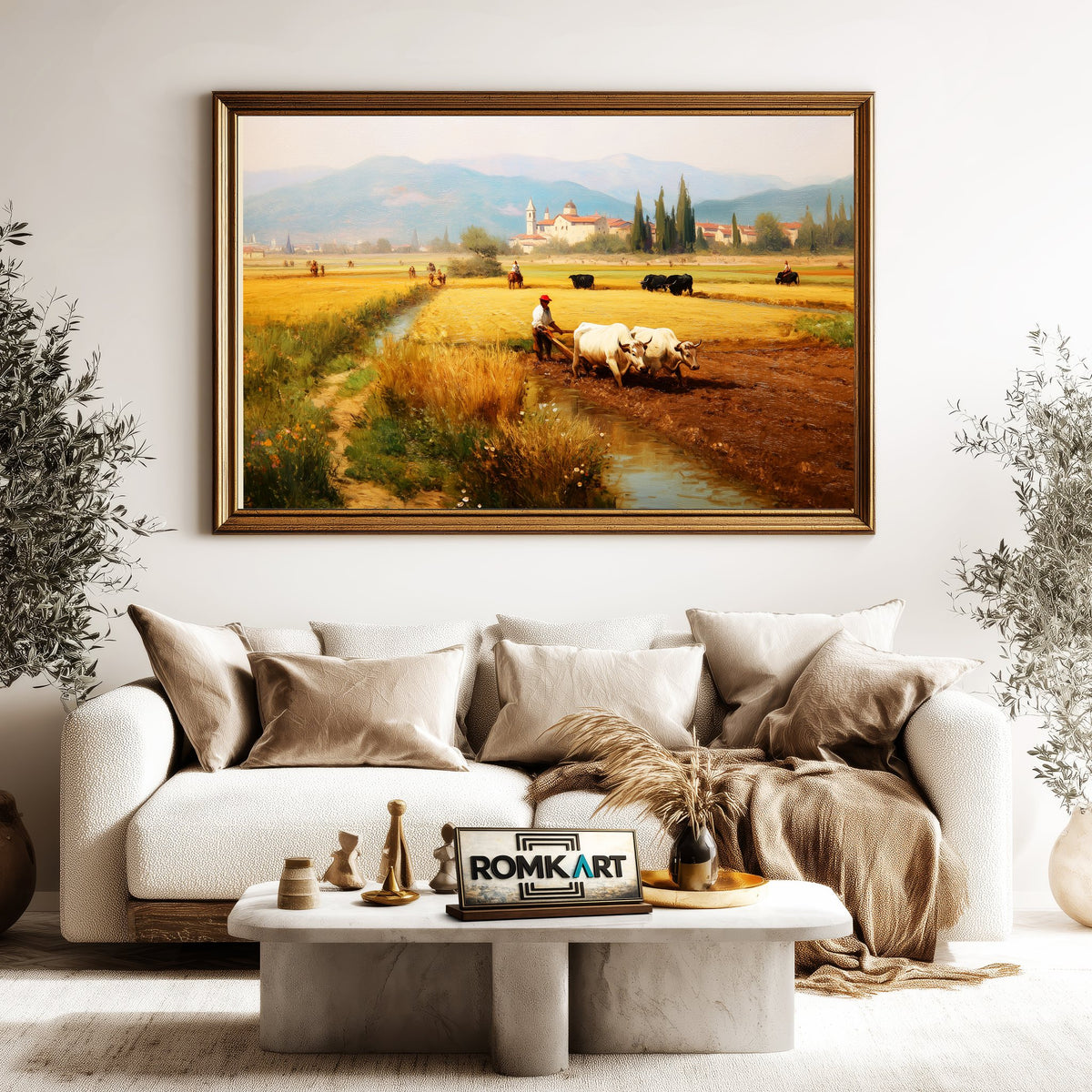 Agricultural Italian Countryside Oil Painting - image 5