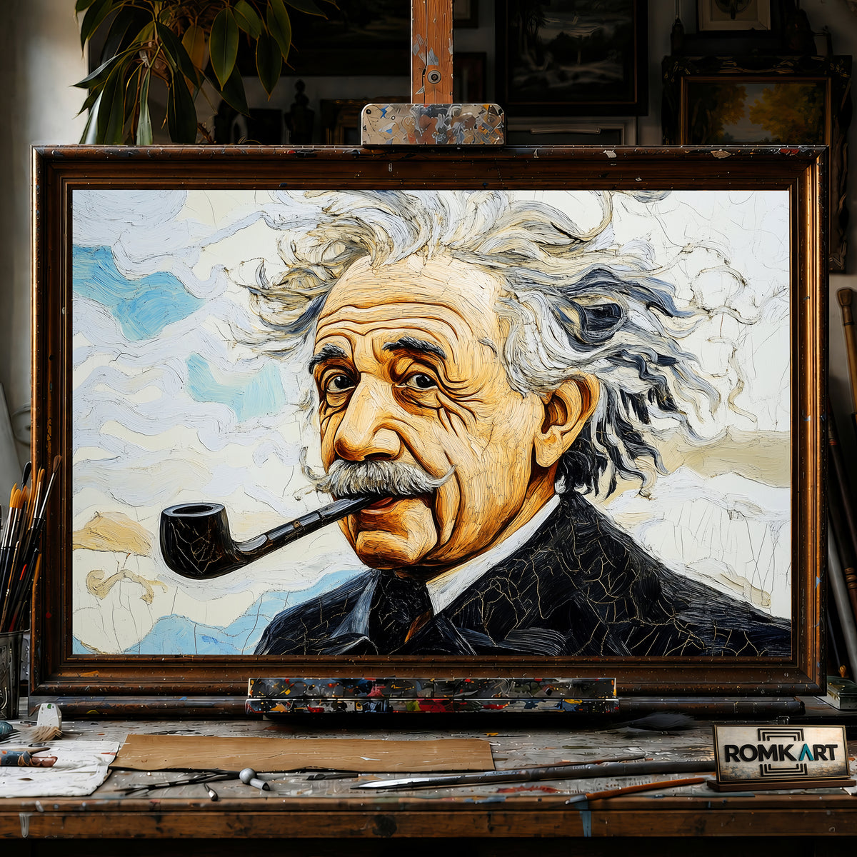 Albert Einstein hand-painted oil painting on canvas