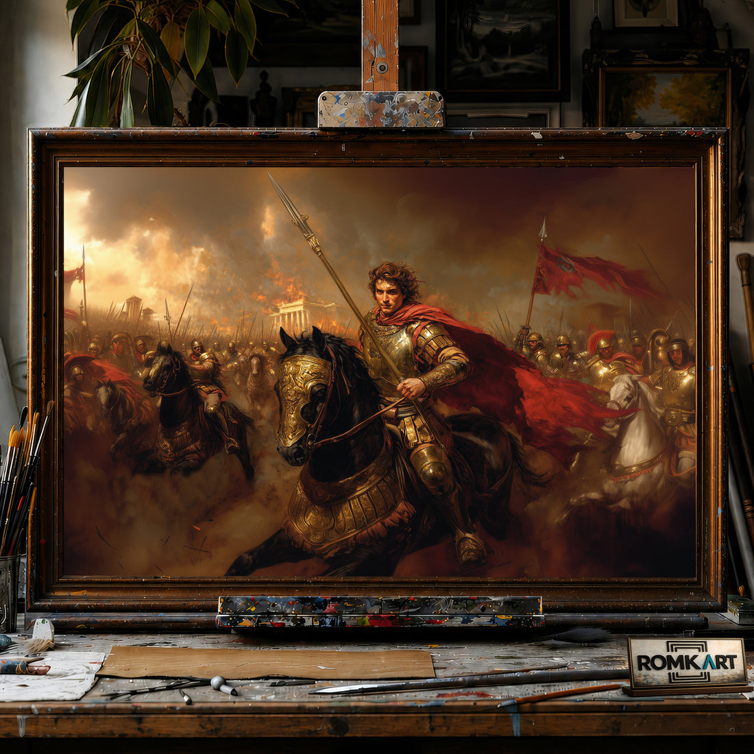 Alexander the Great in the Battlefield hand-painted oil painting on canvas