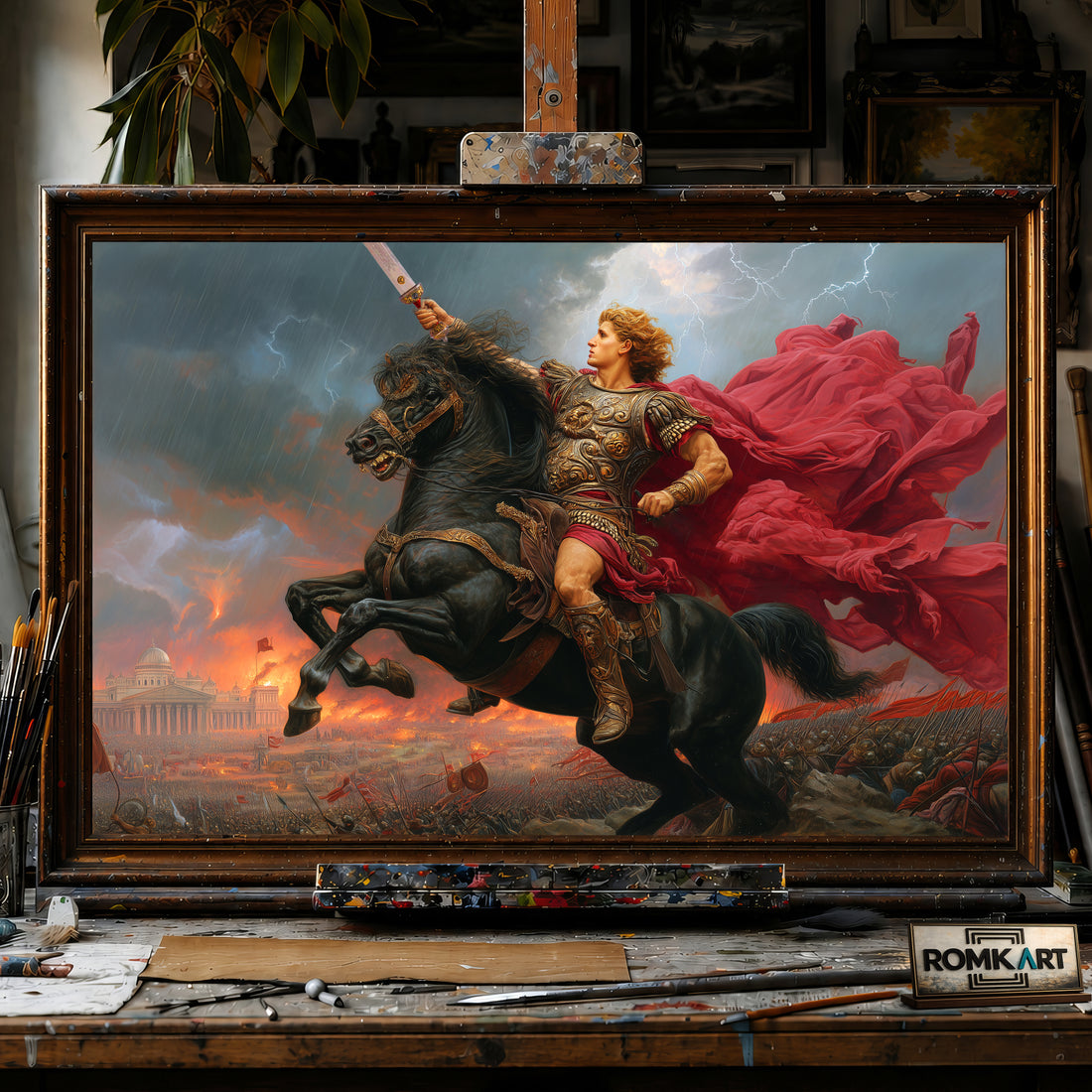 Alexander the Great on Horseback hand-painted oil painting on canvas