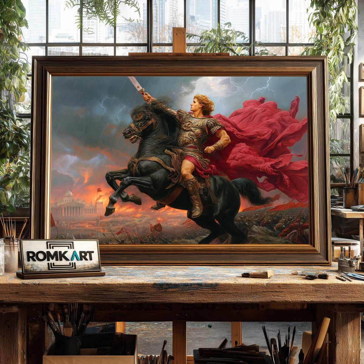 Alexander the Great on Horseback Historical Oil Painting - image 2