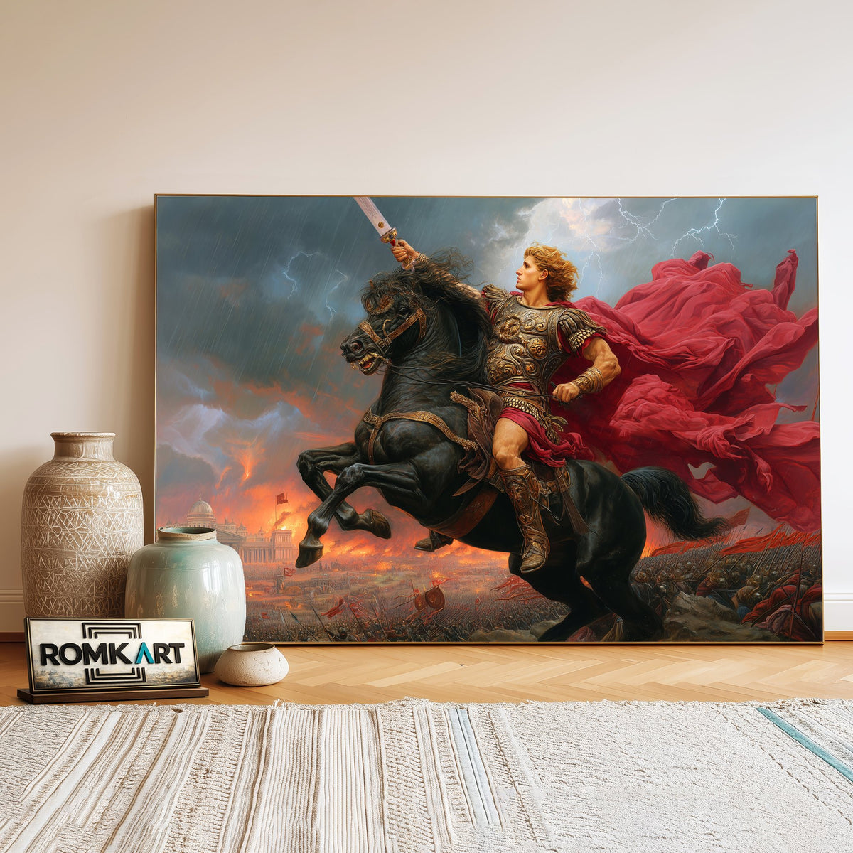 Alexander the Great on Horseback Historical Oil Painting - image 3