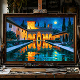 Alhambra Courtyard hand-painted oil painting on canvas