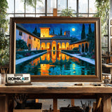 Alhambra Courtyard Architectural Oil Painting - image 2