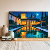 Alhambra Courtyard Architectural Oil Painting - image 3