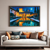 Alhambra Courtyard Architectural Oil Painting - image 4