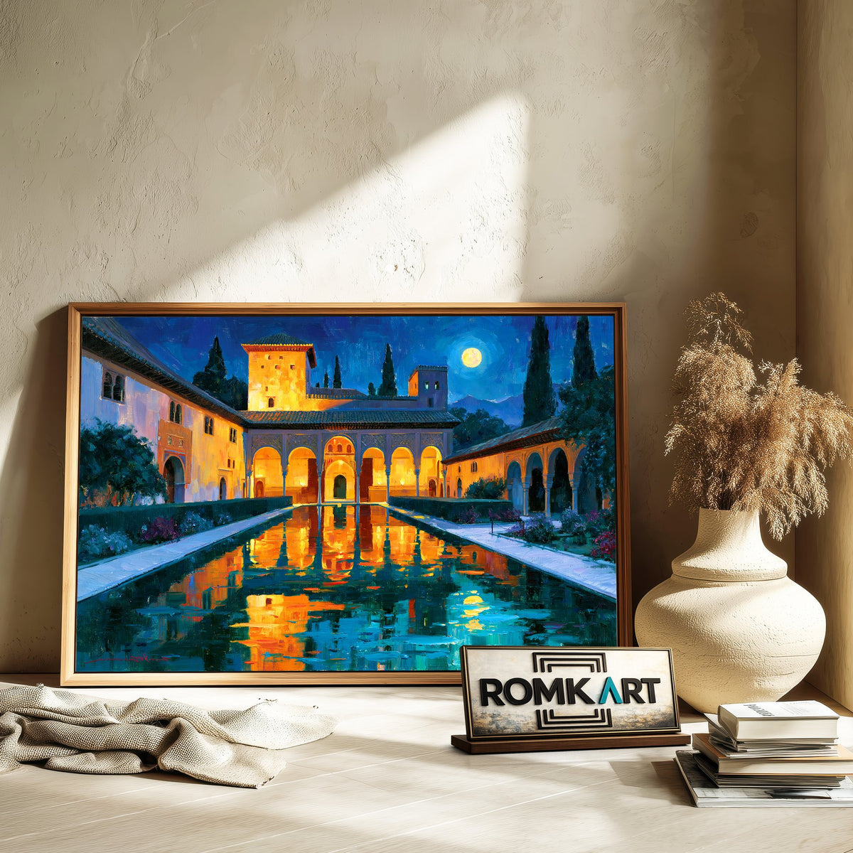 Alhambra Courtyard Architectural Oil Painting - image 6