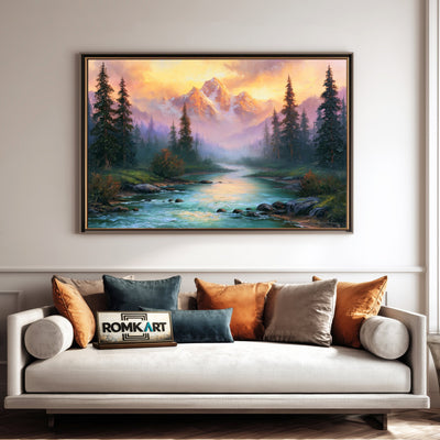 Alpine Mountain River Waterscape Oil Painting - image 4