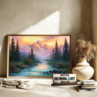 Alpine Mountain River Waterscape Oil Painting - image 6