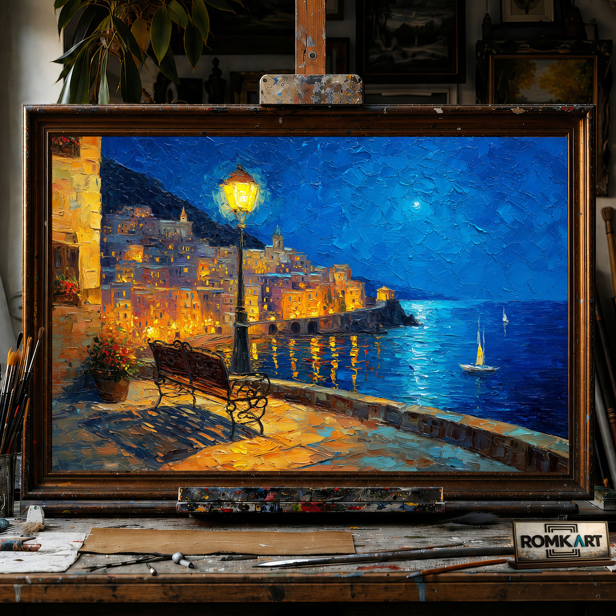 Amalfi Coast hand-painted oil painting on canvas