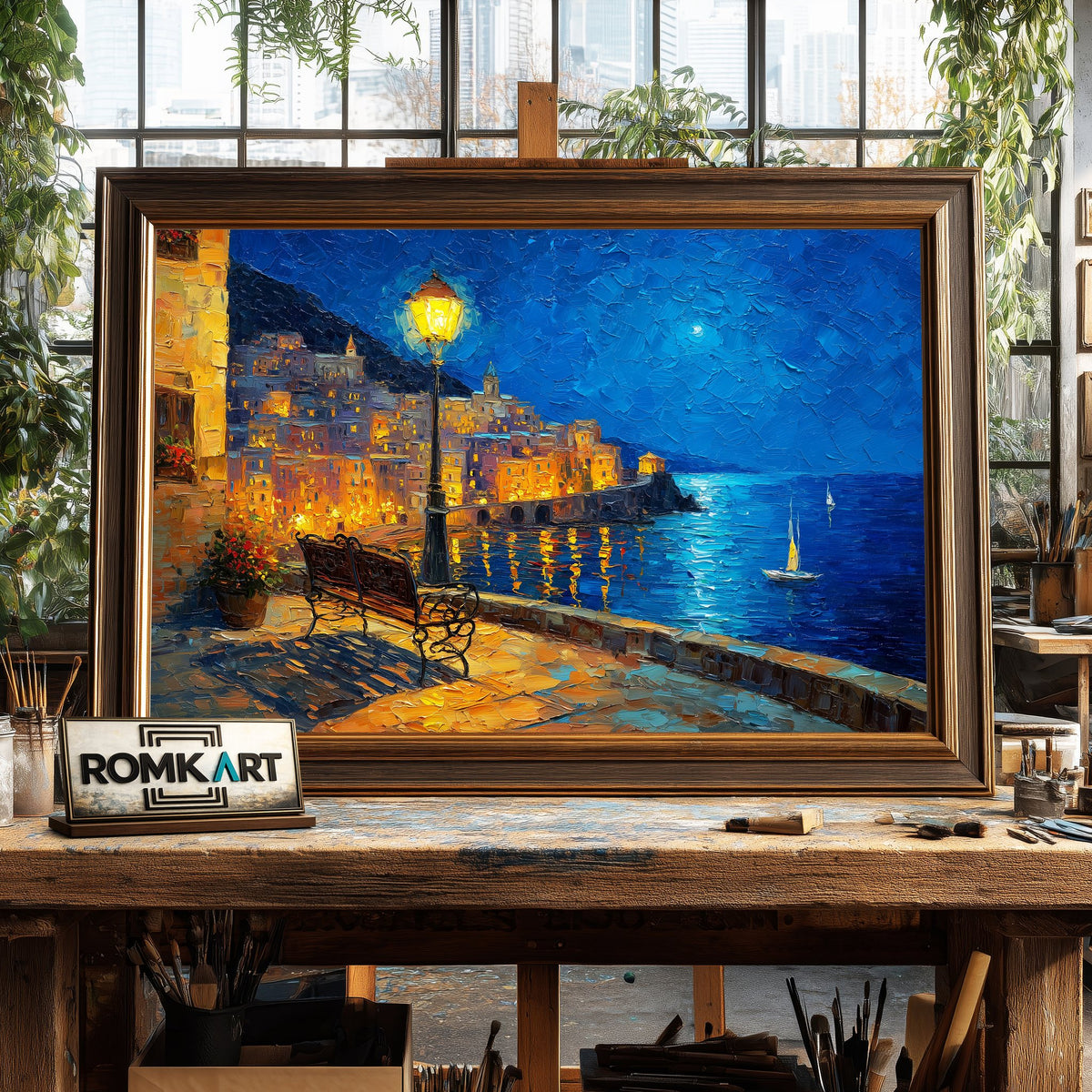Amalfi Coast Seascape Oil Painting - image 2