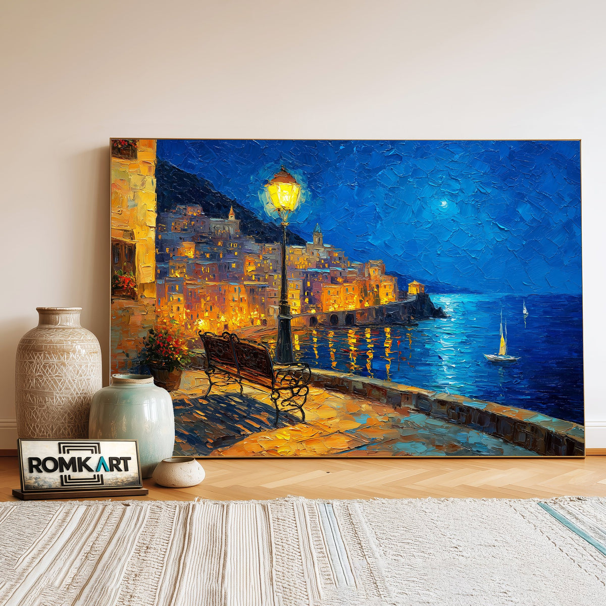 Amalfi Coast Seascape Oil Painting - image 3