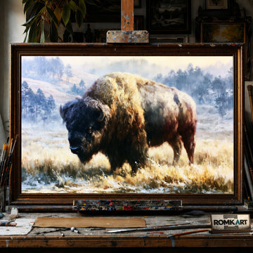 American Bison - Hand-Painted Oil Painting - View 1