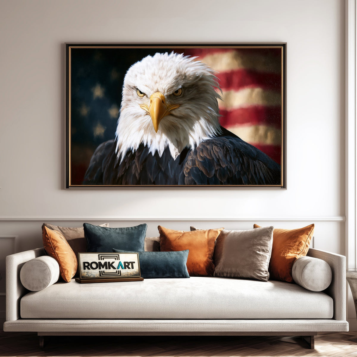 American Flag Eagle Historical Oil Painting - image 4