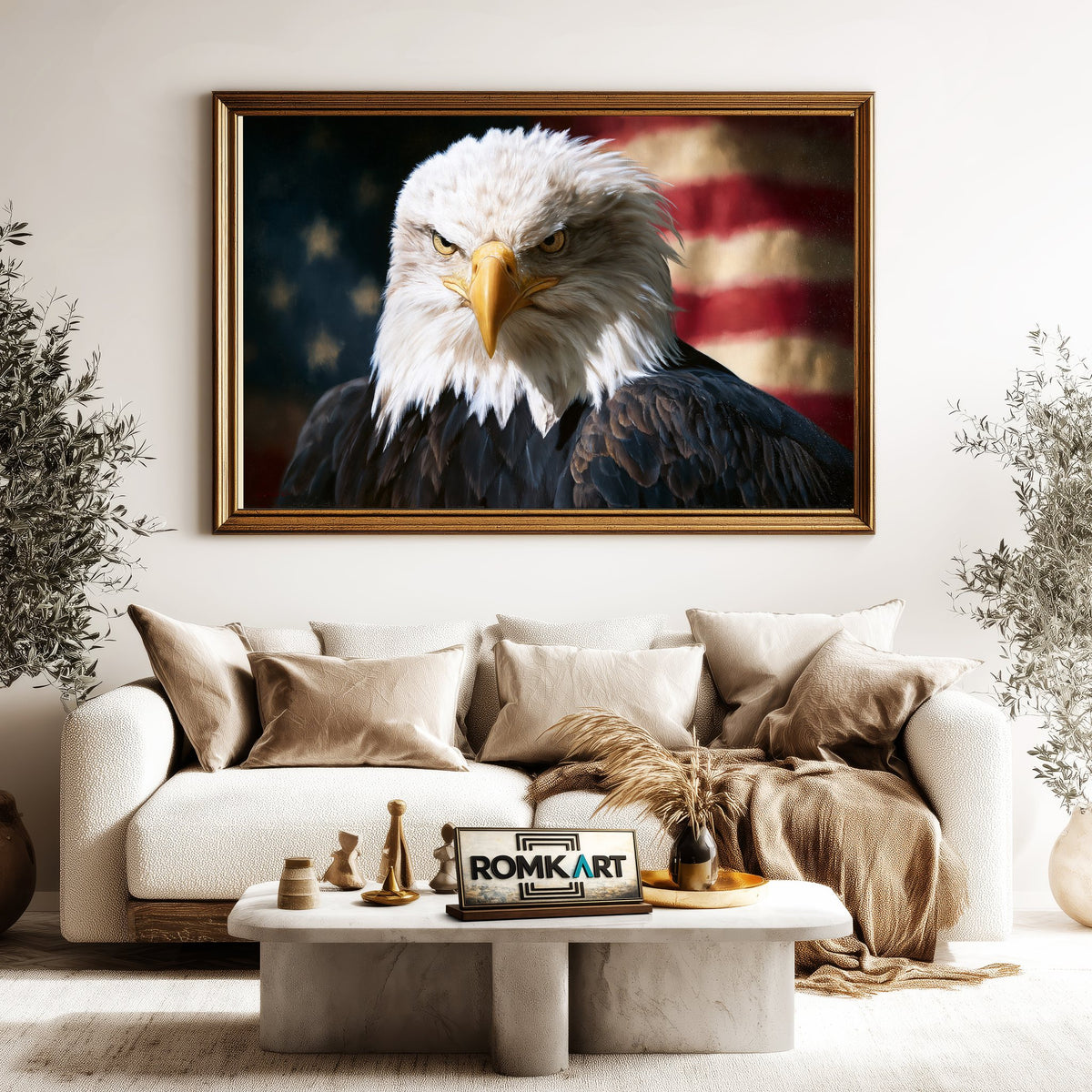 American Flag Eagle Historical Oil Painting - image 5