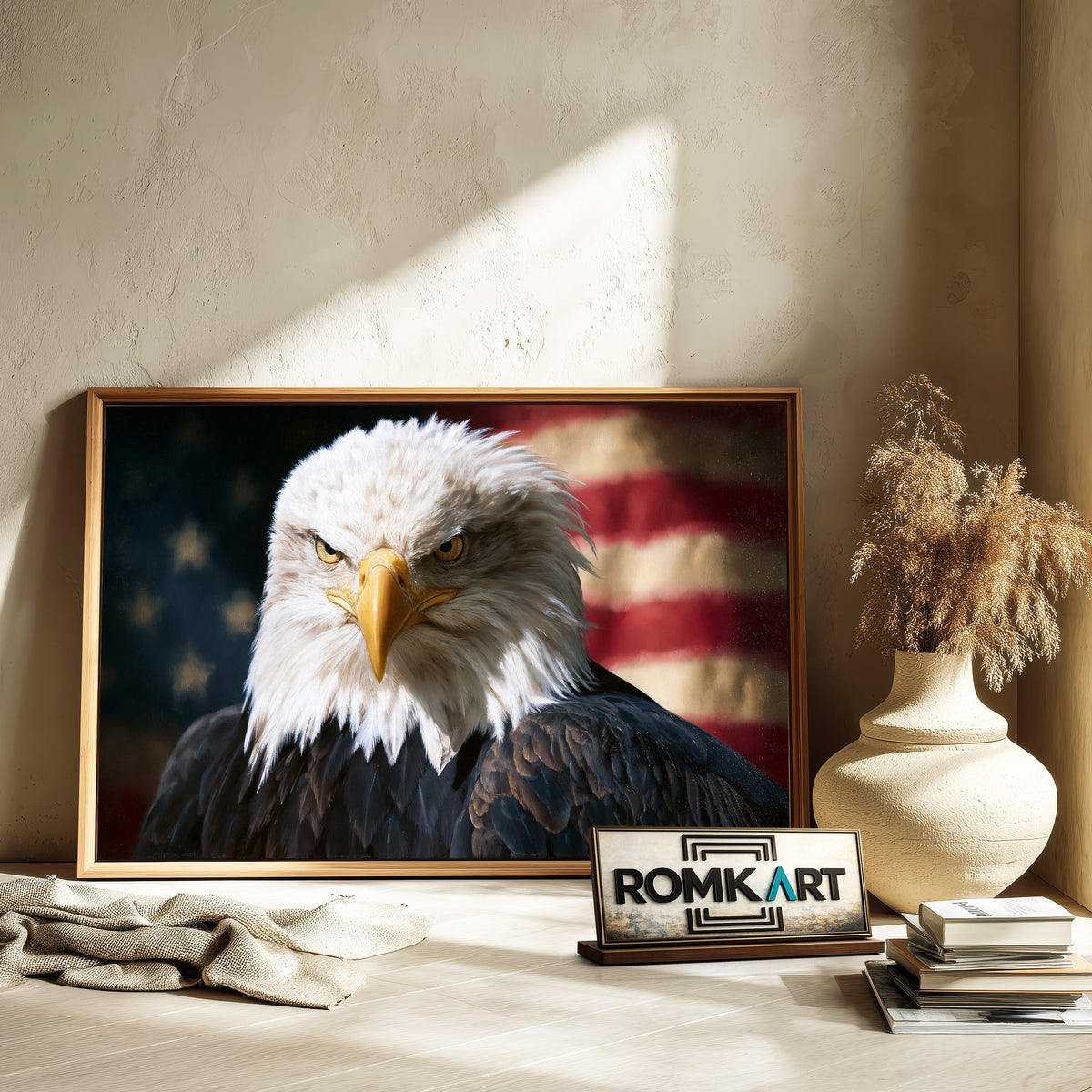 American Flag Eagle Historical Oil Painting - image 6