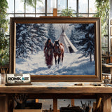 American Indian Woman Leading Horse Native American Oil Painting - image 2
